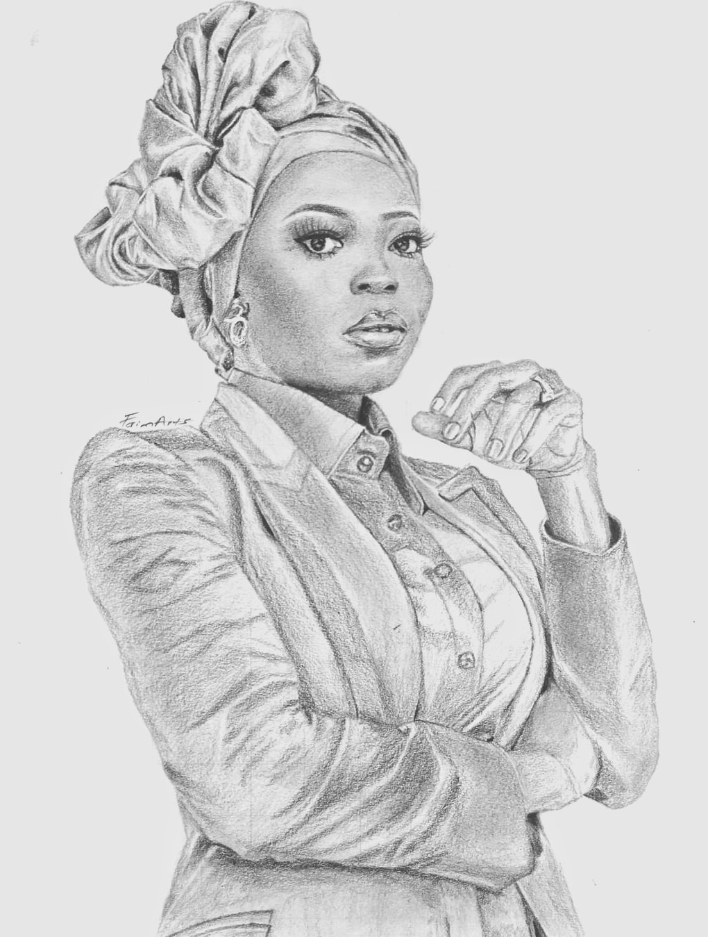 Pencil drawing of Nigerian comedy skit producer, Taaooma
